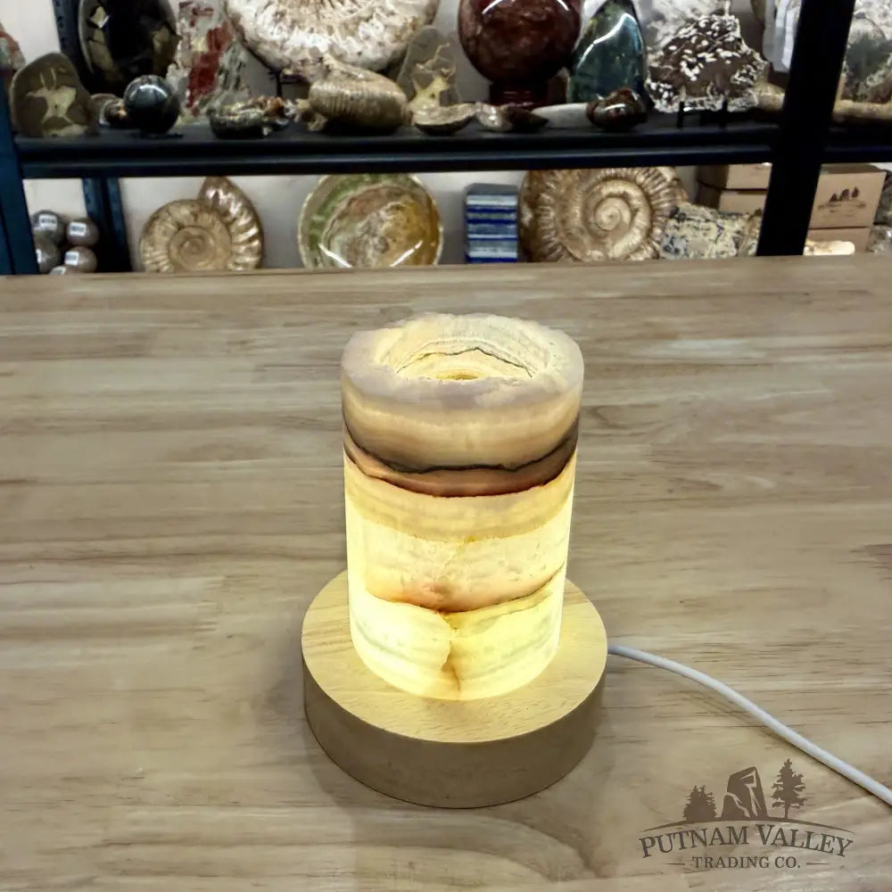 Slim Banded Calcite Rustic Lamp 4’’ - Lamp
