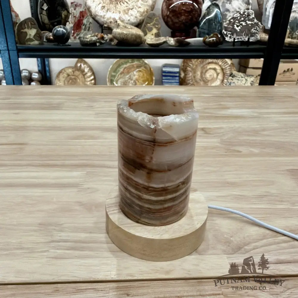Slim Banded Calcite Rustic Lamp 4’’ - Lamp