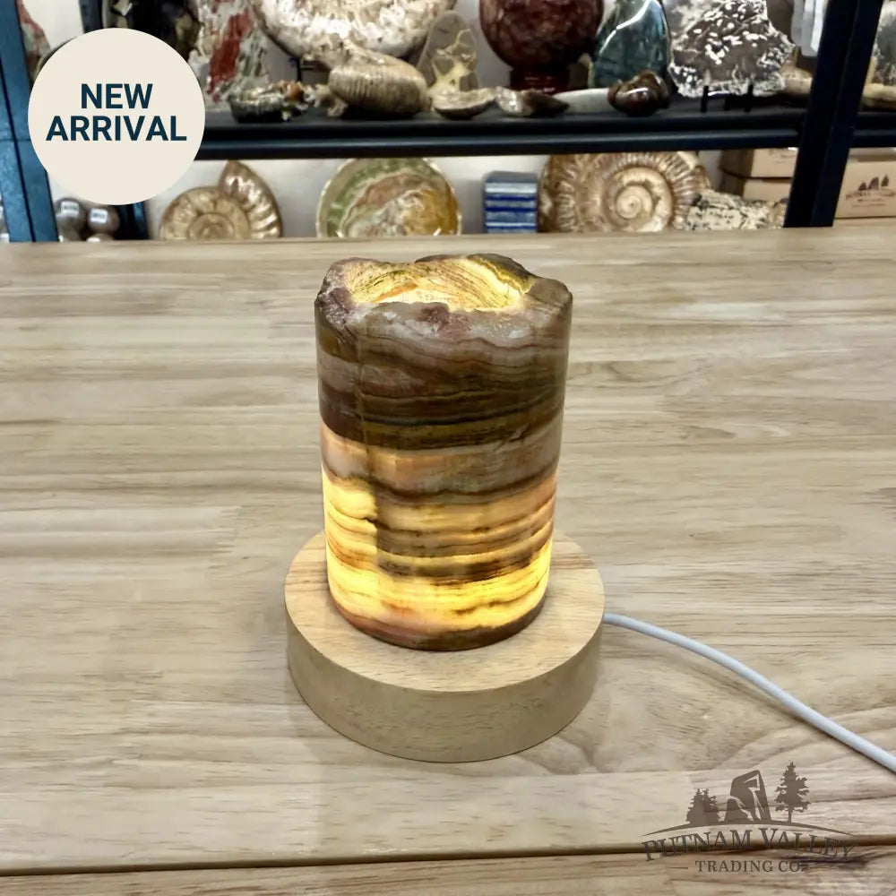 Slim Banded Calcite Rustic Lamp 4’’ - Lamp
