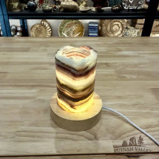 Slim Banded Calcite Rustic Lamp 4’’ - Lamp