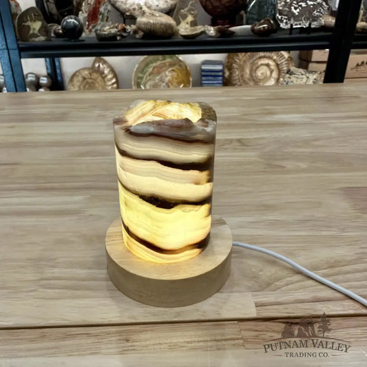 Slim Banded Calcite Rustic Lamp 4’’ - Lamp