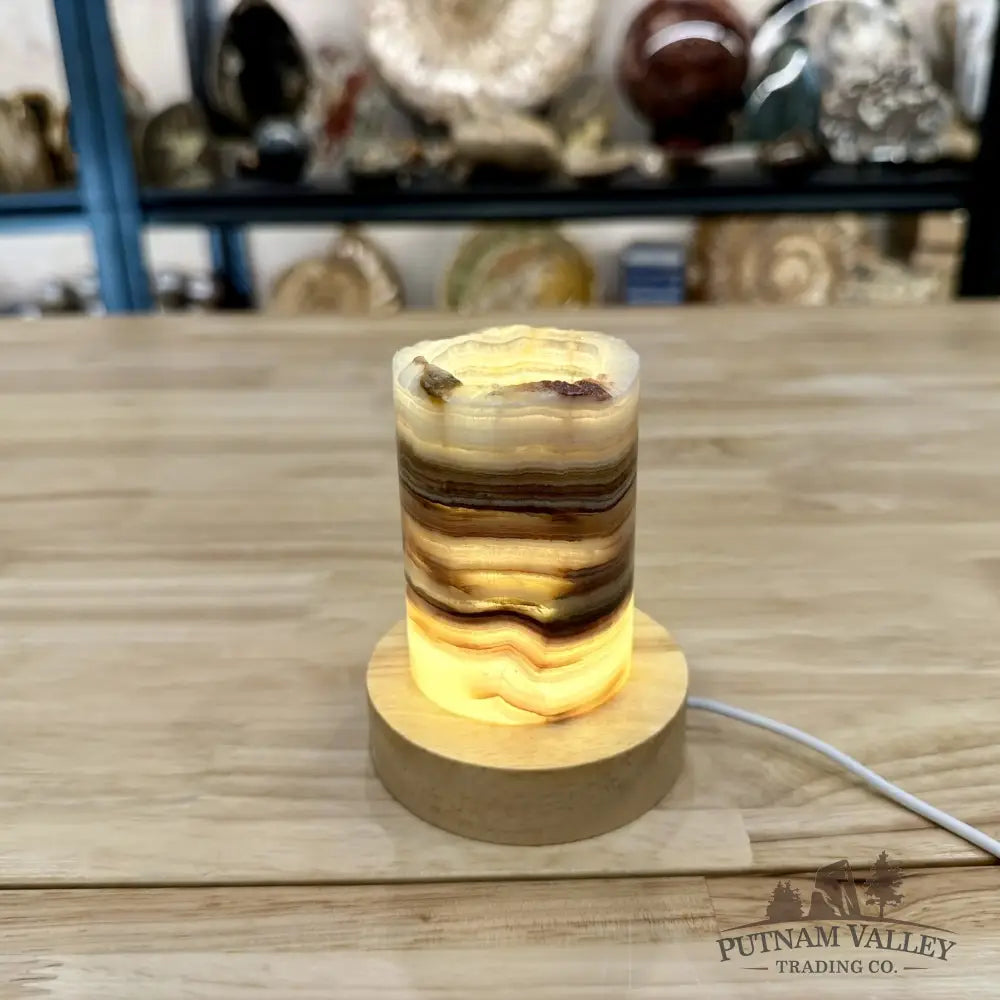 Slim Banded Calcite Rustic Lamp 4’’ - Lamp