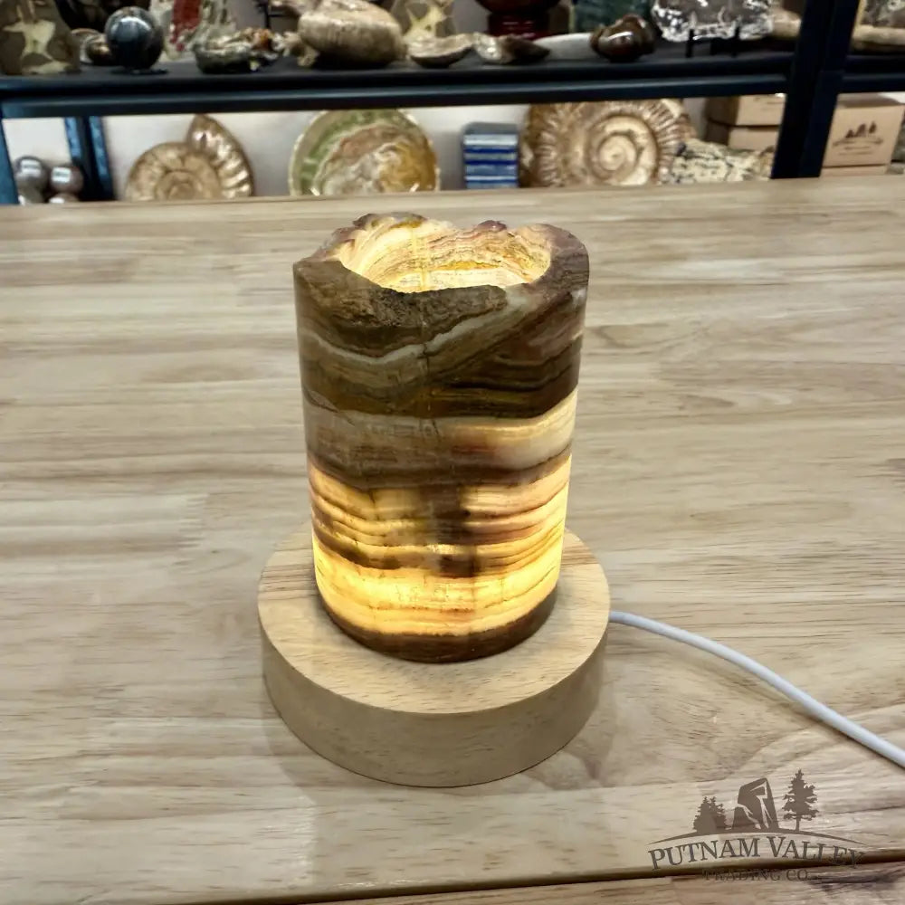 Slim Banded Calcite Rustic Lamp 4’’ - Lamp