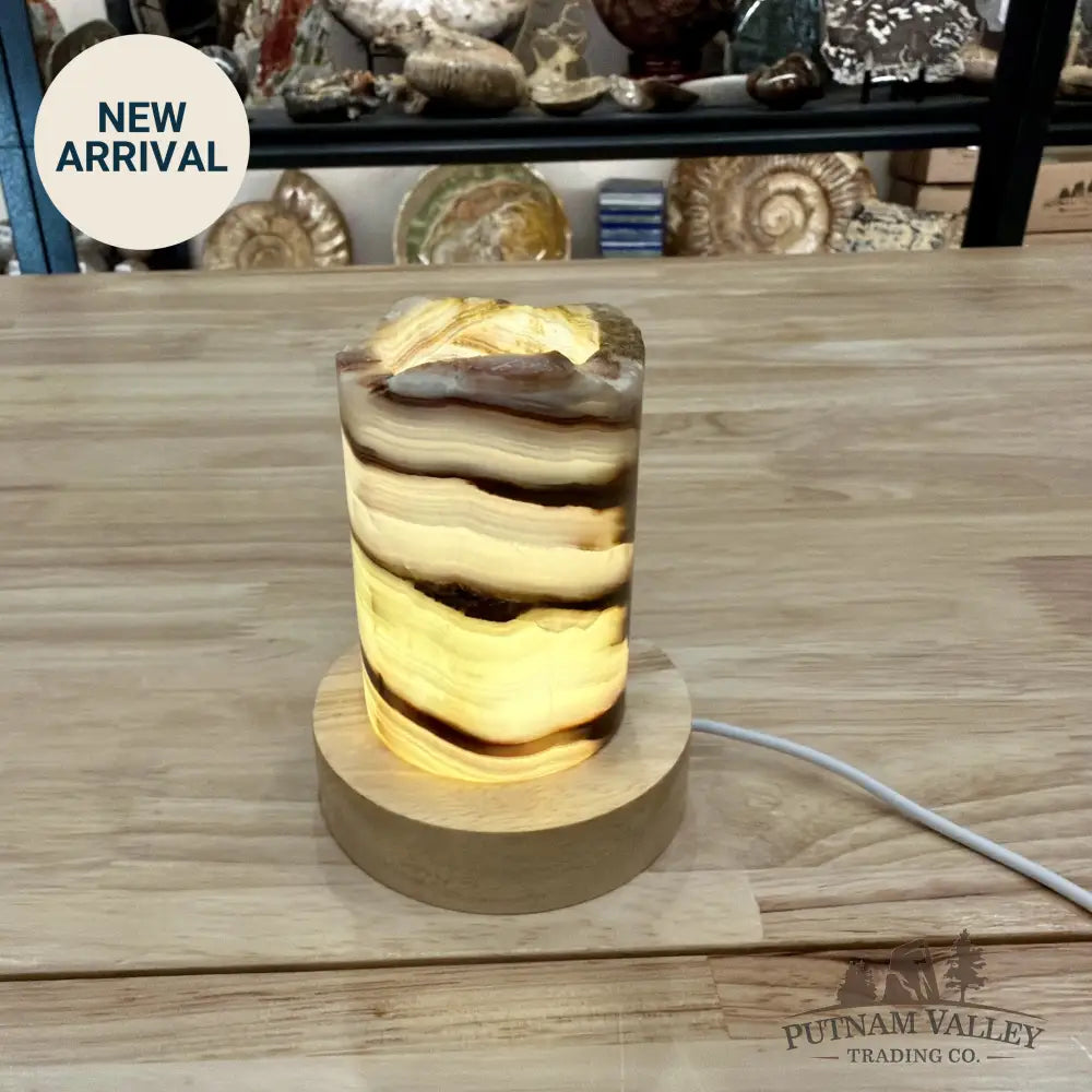 Slim Banded Calcite Rustic Lamp 4’’ - Lamp