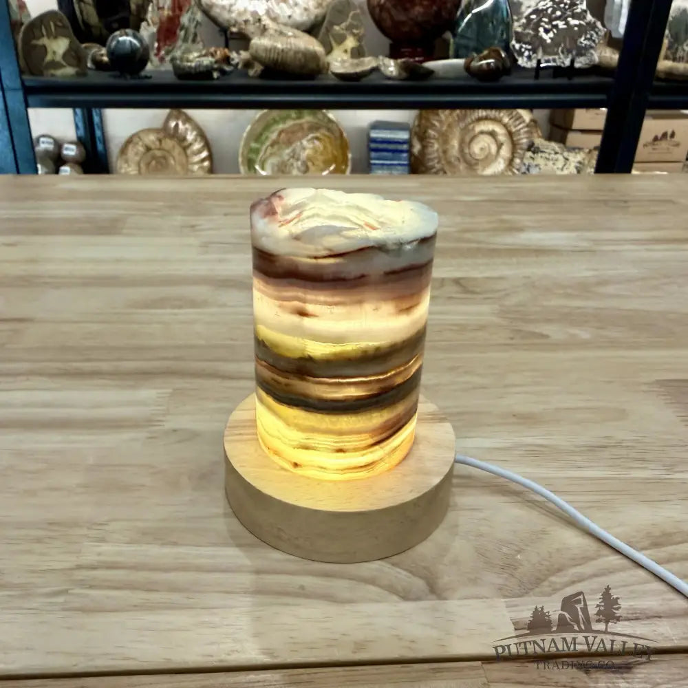Slim Banded Calcite Rustic Lamp 4’’ - Lamp