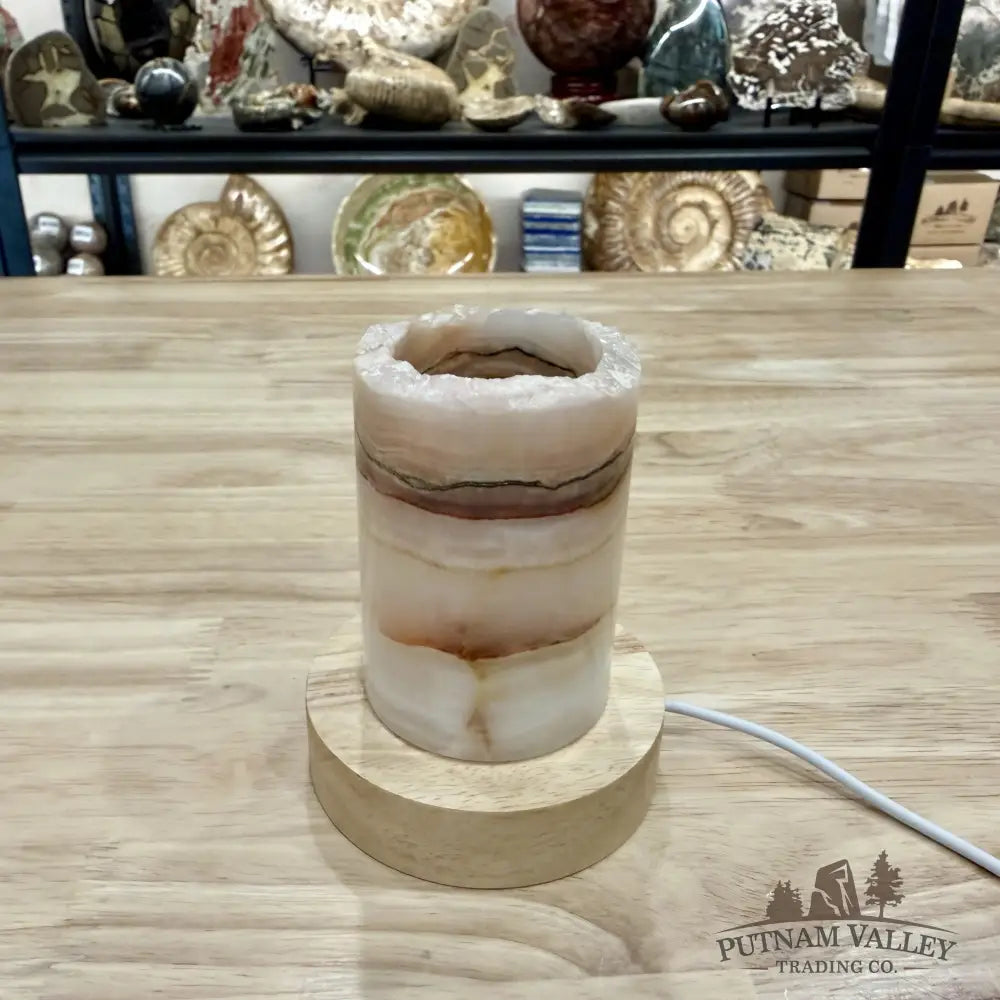 Slim Banded Calcite Rustic Lamp 4’’ - Lamp