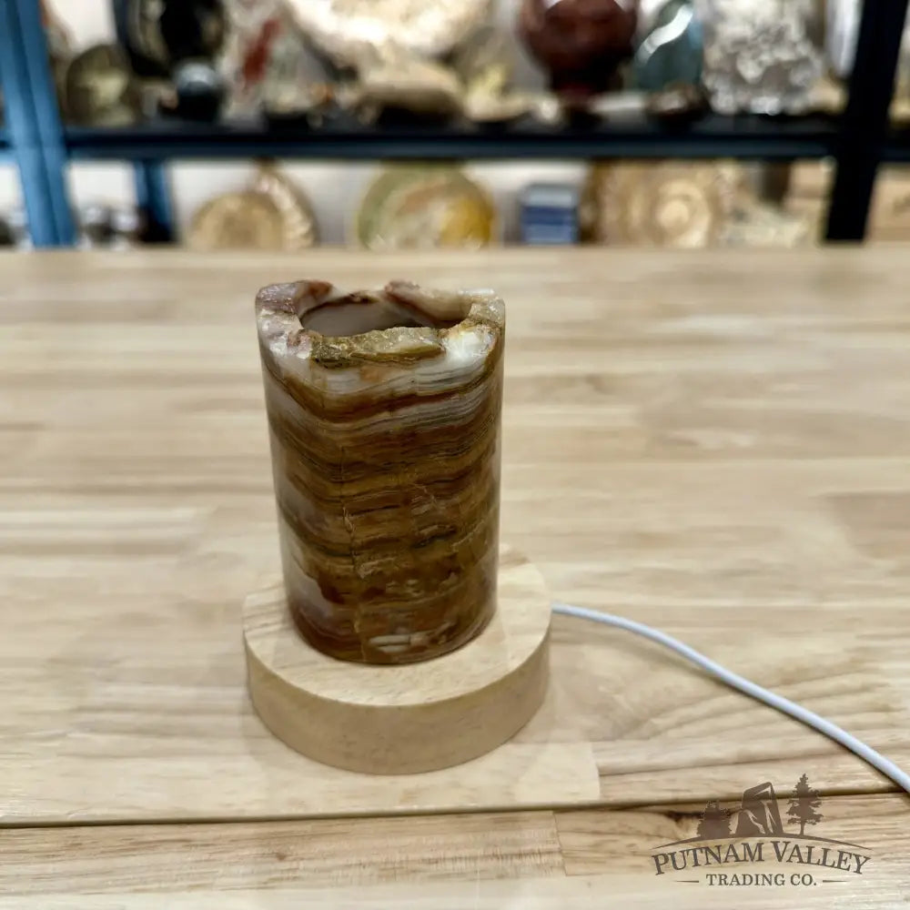 Slim Banded Calcite Rustic Lamp 4’’ - Lamp