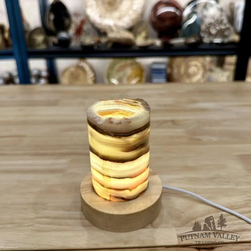 Slim Banded Calcite Rustic Lamp 4’’ - Lamp