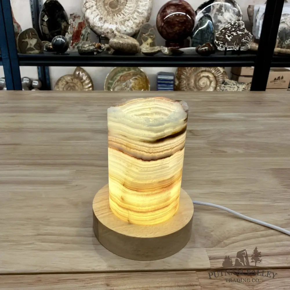 Slim Banded Calcite Rustic Lamp 4’’ - Lamp