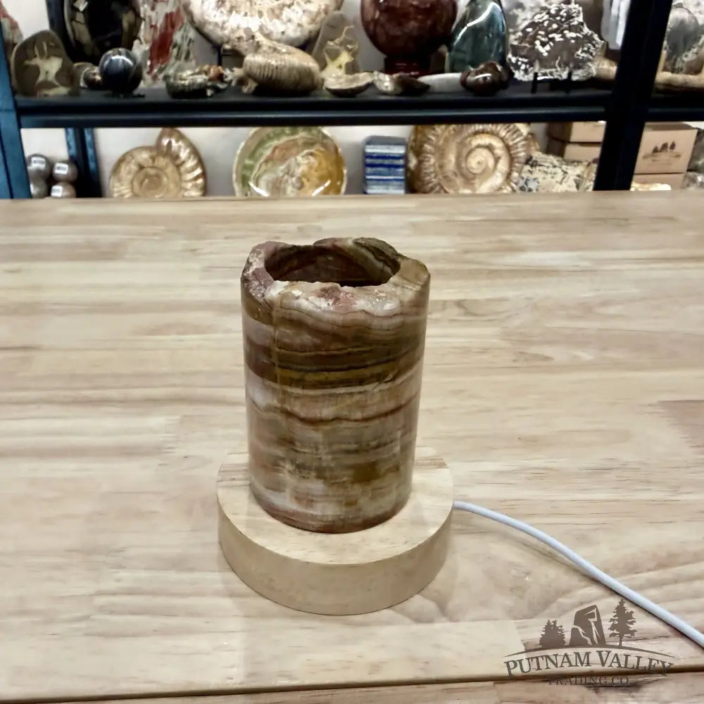 Slim Banded Calcite Rustic Lamp 4’’ - Lamp