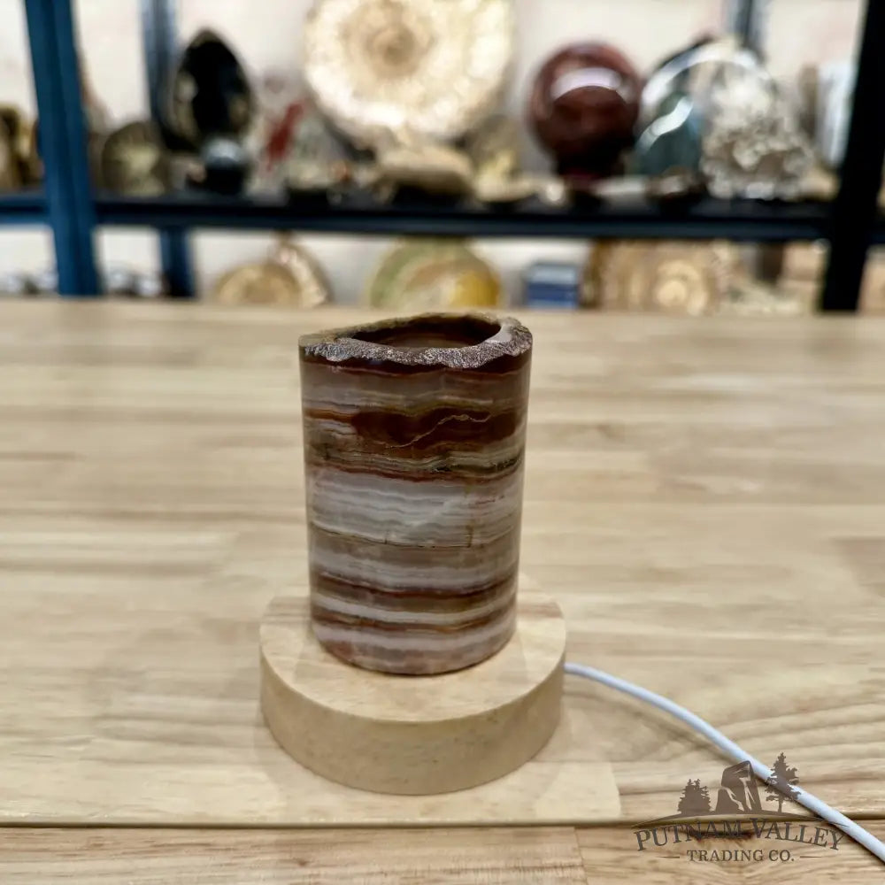 Slim Banded Calcite Rustic Lamp 4’’ - Lamp