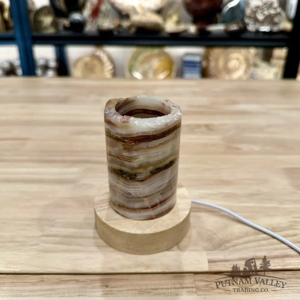 Slim Banded Calcite Rustic Lamp 4’’ - Lamp
