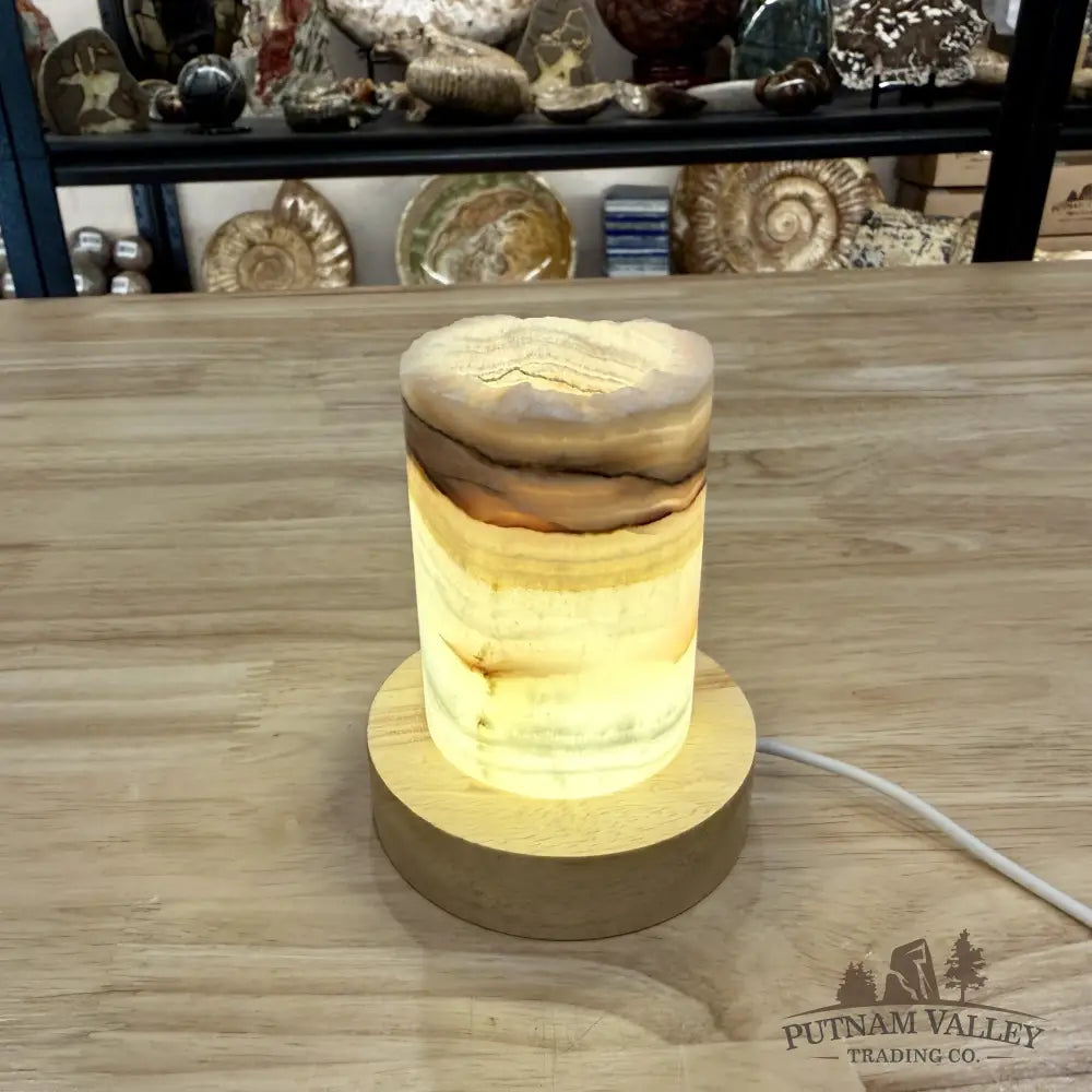 Slim Banded Calcite Rustic Lamp 4’’ - Lamp