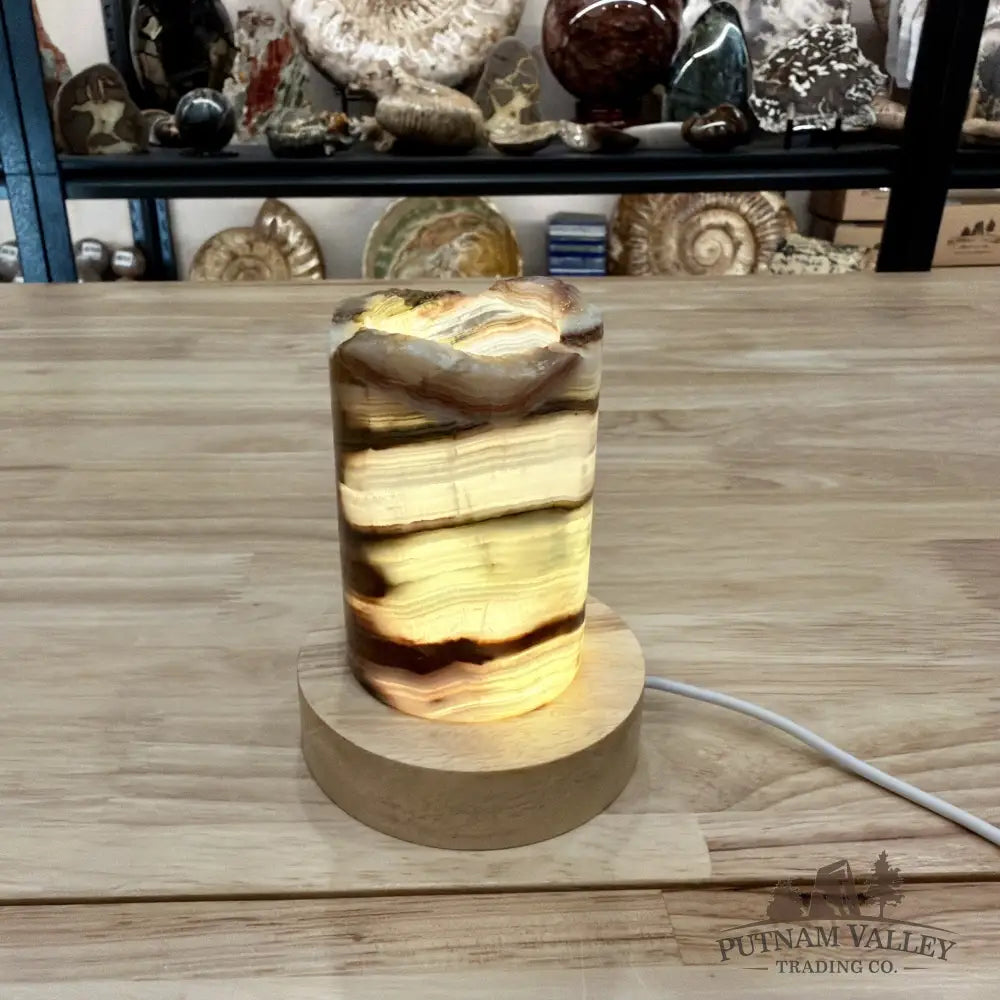 Slim Banded Calcite Rustic Lamp 4’’ - Lamp