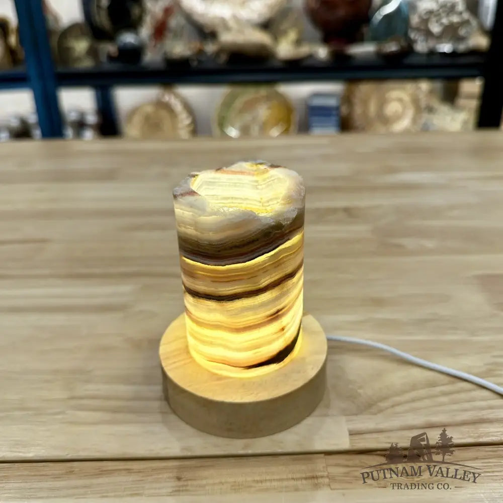 Slim Banded Calcite Rustic Lamp 4’’ - Lamp