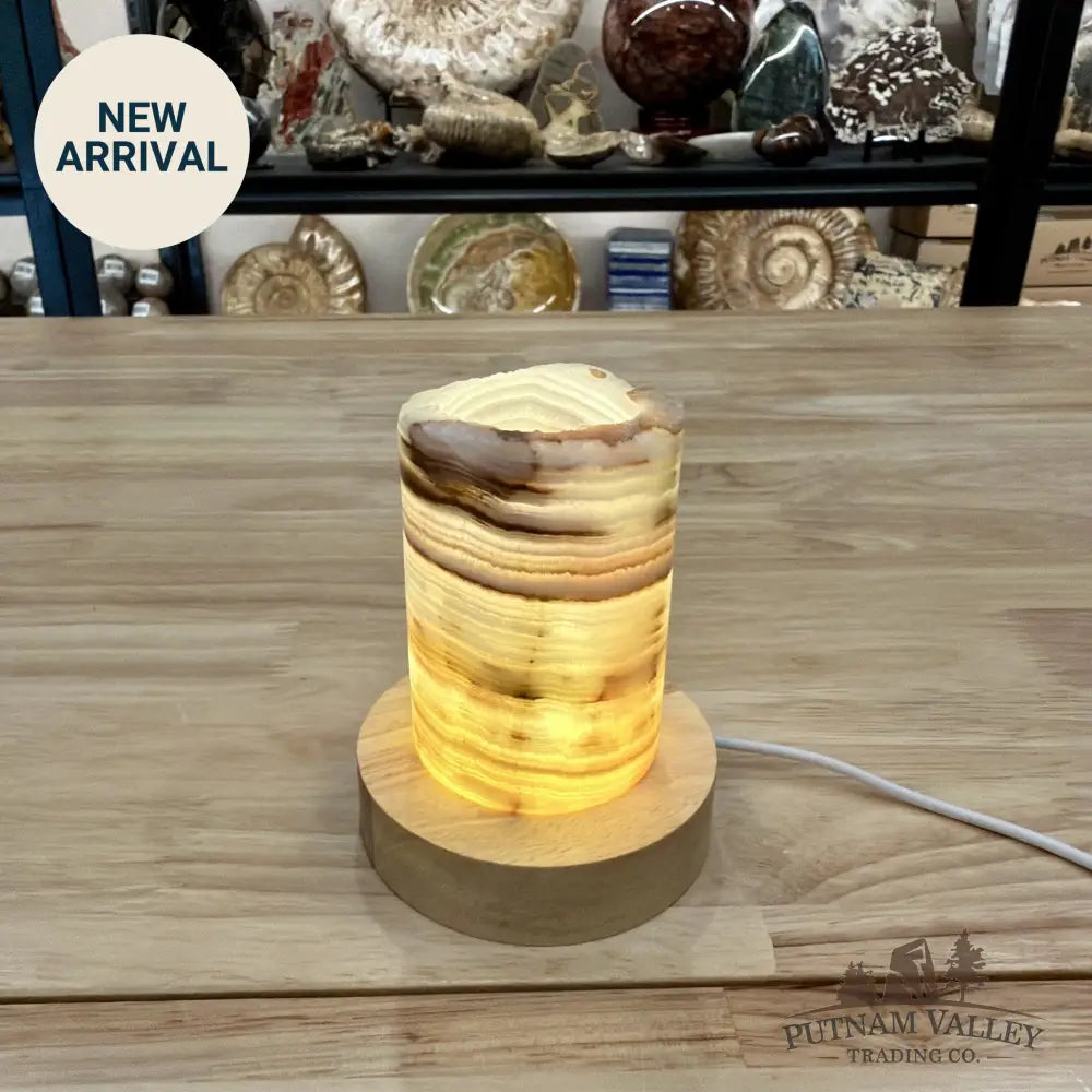 Slim Banded Calcite Rustic Lamp 4’’ - Lamp