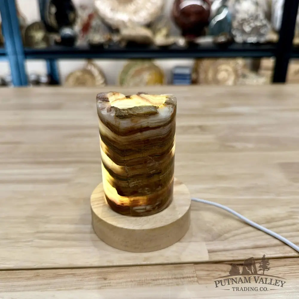 Slim Banded Calcite Rustic Lamp 4’’ - Lamp