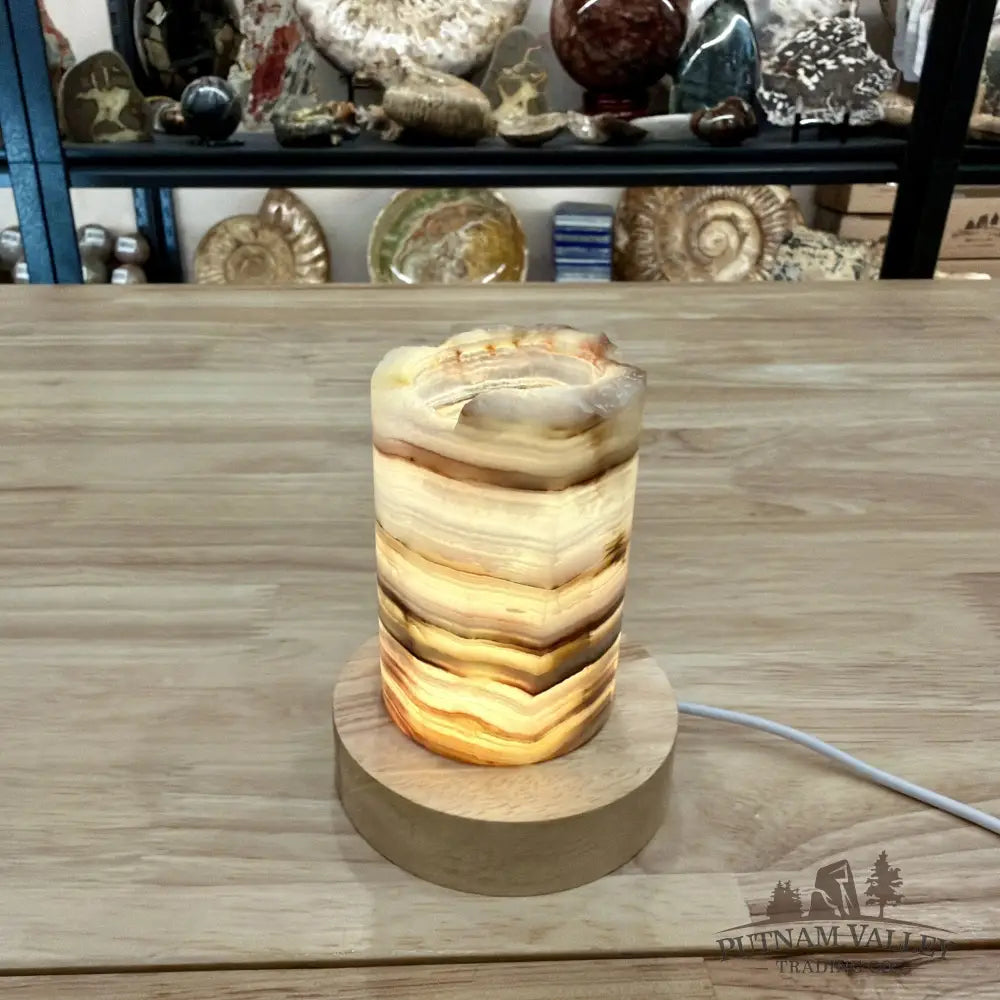 Slim Banded Calcite Rustic Lamp 4’’ - Lamp