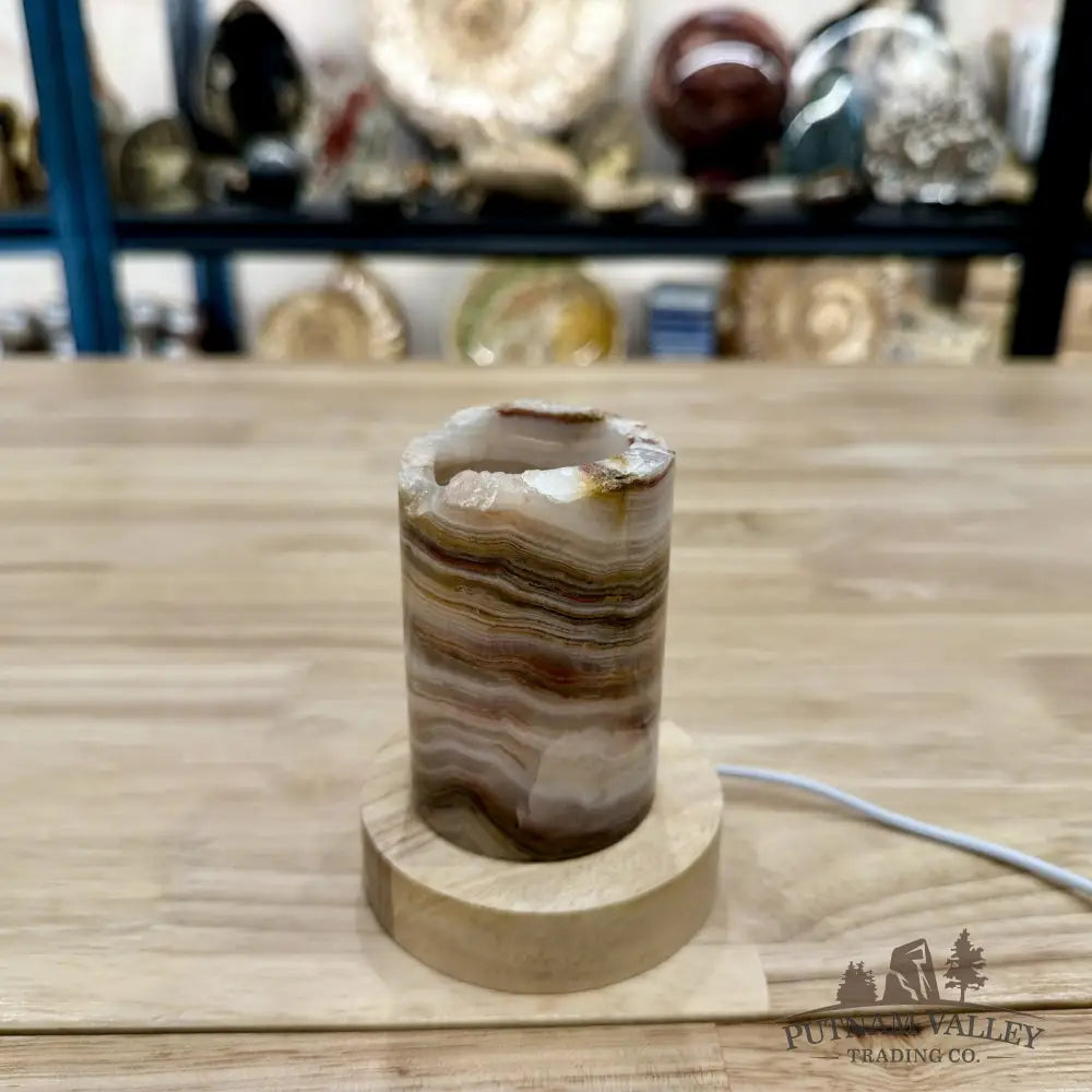 Slim Banded Calcite Rustic Lamp 4’’ - Lamp