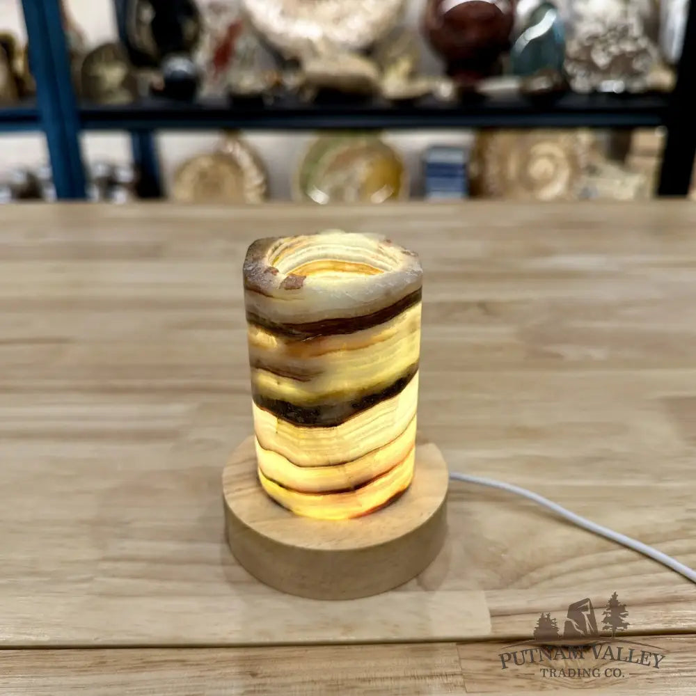 Slim Banded Calcite Rustic Lamp 4’’ - Lamp