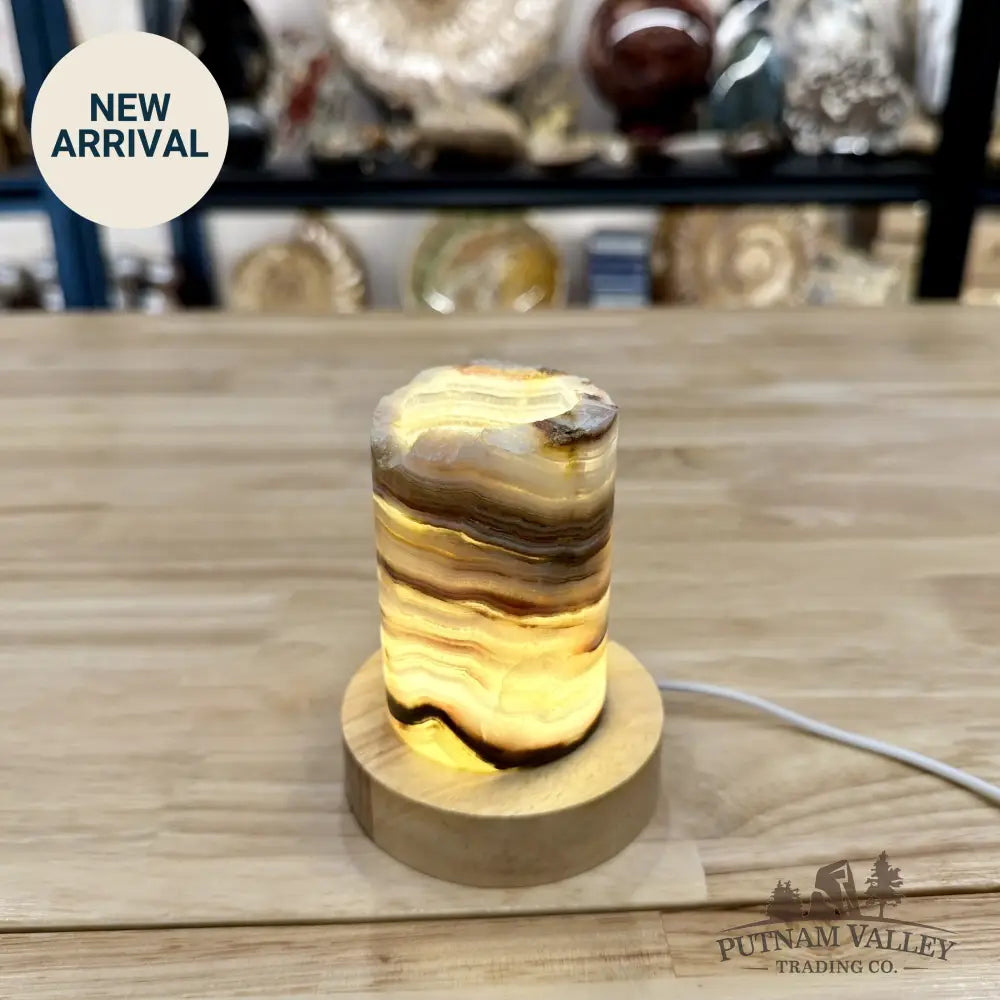 Slim Banded Calcite Rustic Lamp 4’’ - Lamp