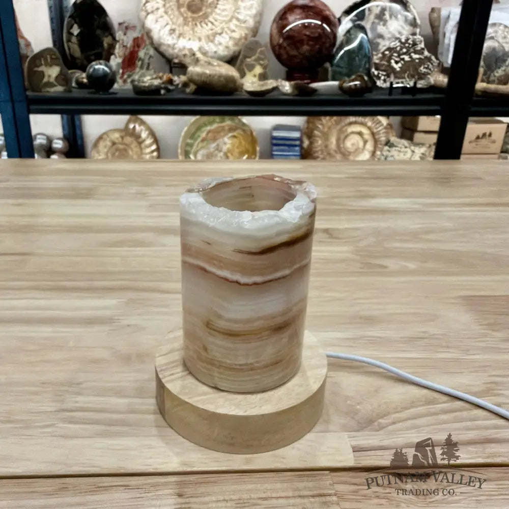 Slim Banded Calcite Rustic Lamp 4’’ - Lamp