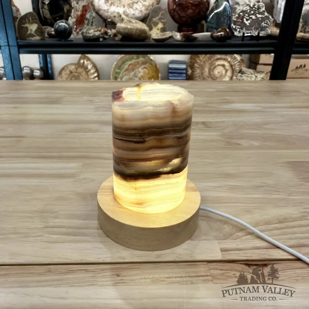Slim Banded Calcite Rustic Lamp 4’’ - Lamp