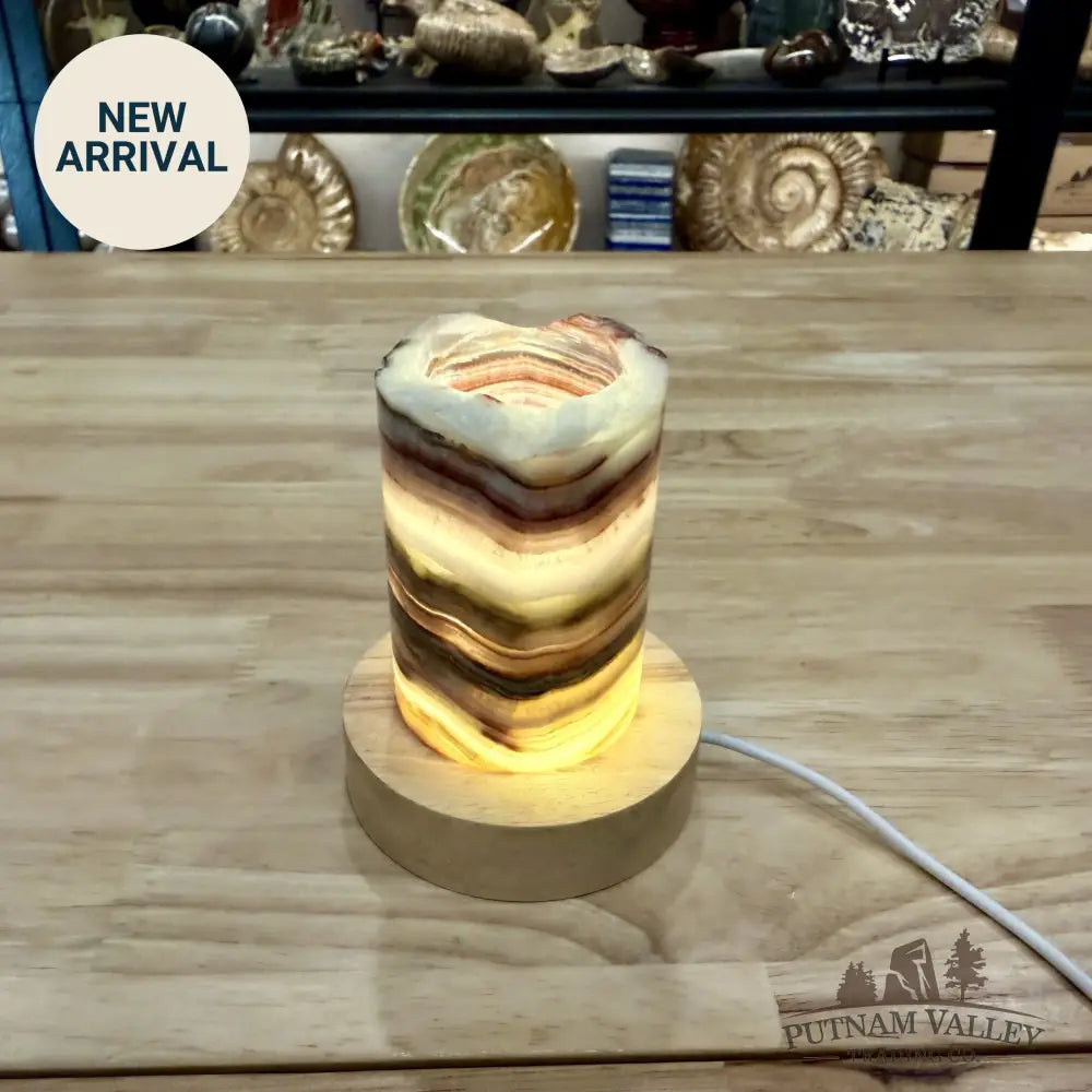 Slim Banded Calcite Rustic Lamp 4’’ - Lamp
