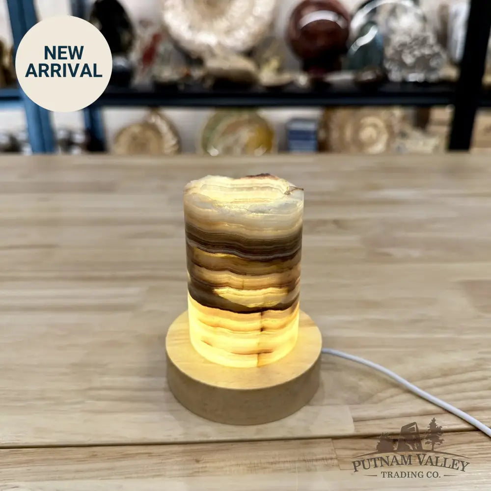 Slim Banded Calcite Rustic Lamp 4’’ - Lamp