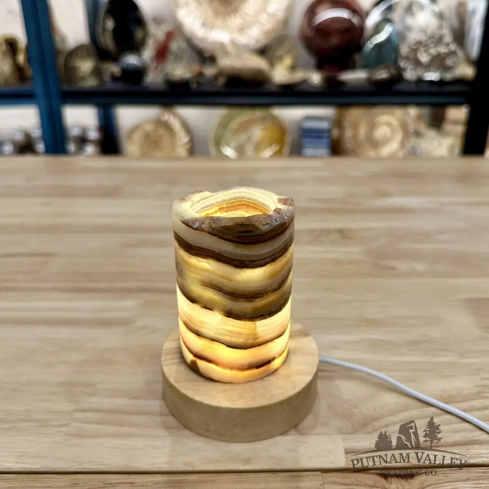 Slim Banded Calcite Rustic Lamp 4’’ - Lamp