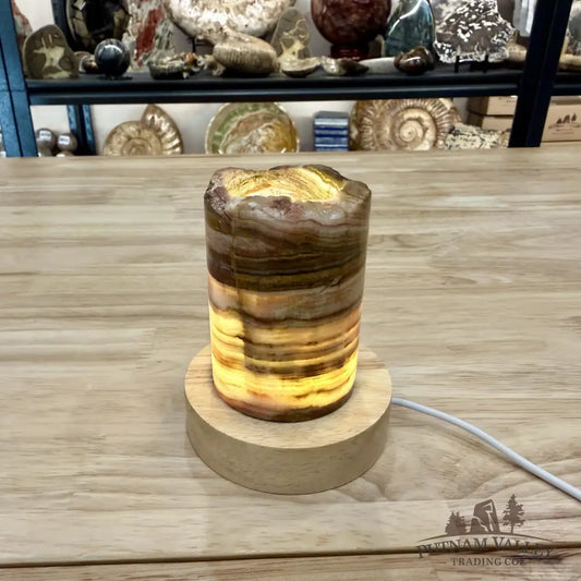 Slim Banded Calcite Rustic Lamp 4’’ - Lamp