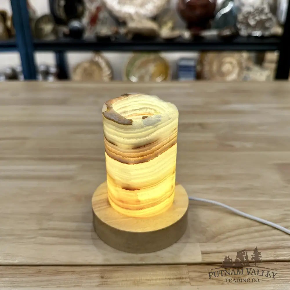Slim Banded Calcite Rustic Lamp 4’’ - Lamp