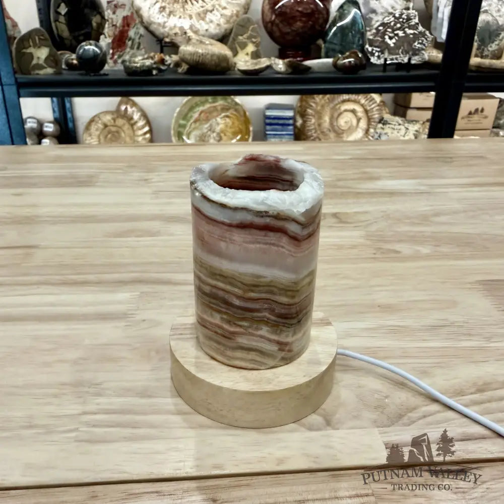Slim Banded Calcite Rustic Lamp 4’’ - Lamp