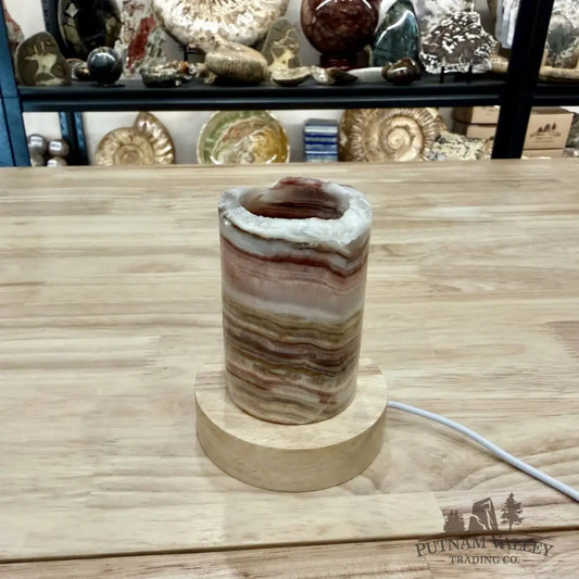 Slim Banded Calcite Rustic Lamp 4’’ - Lamp