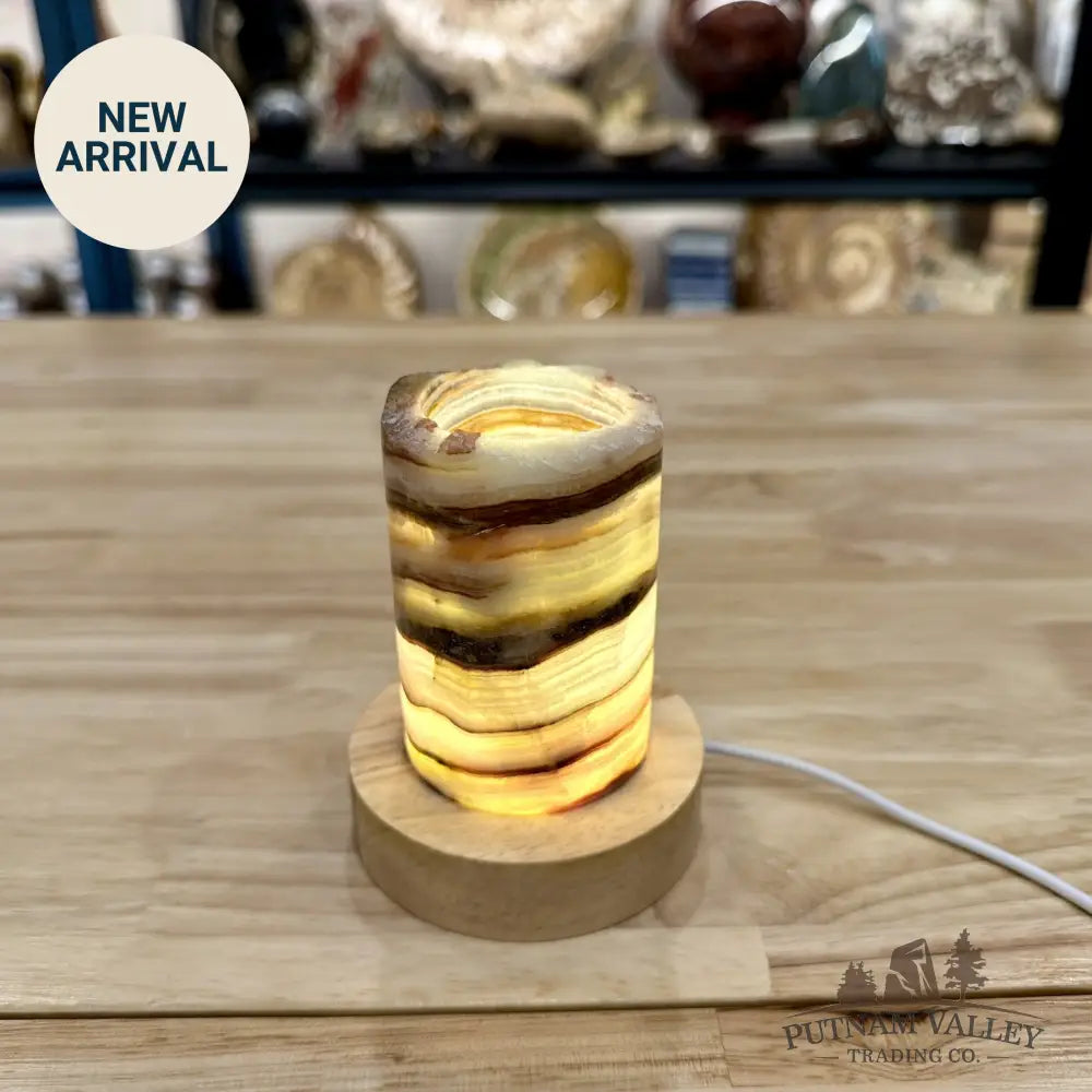 Slim Banded Calcite Rustic Lamp 4’’ - Lamp