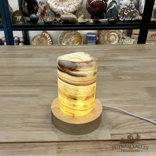 Slim Banded Calcite Rustic Lamp 4’’ - Lamp