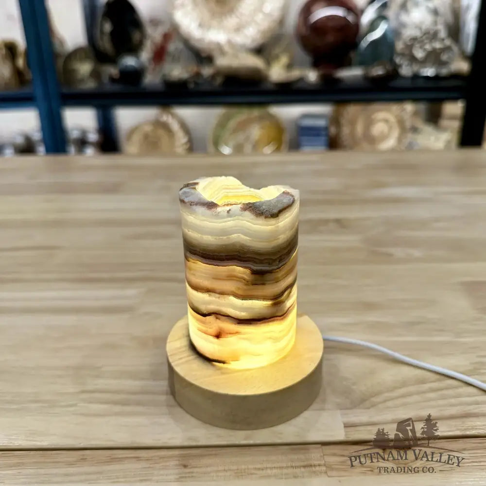 Slim Banded Calcite Rustic Lamp 4’’ - Lamp