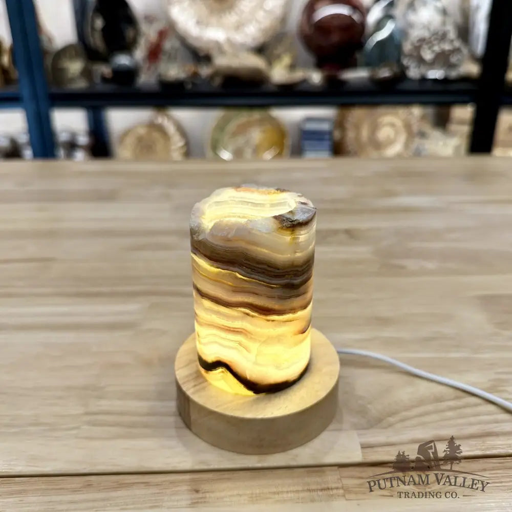 Slim Banded Calcite Rustic Lamp 4’’ - Lamp