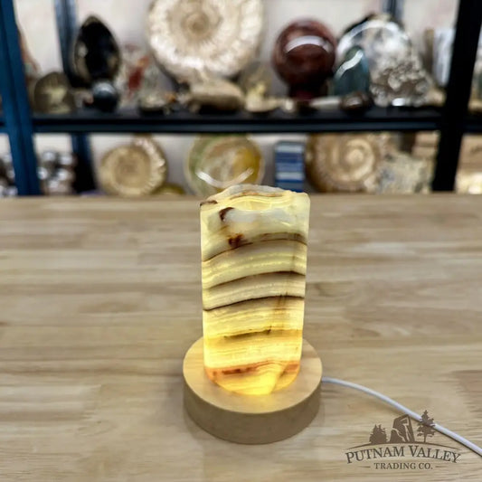 Slim Banded Calcite Rustic Lamp 4.75’’ 9 - Lamp