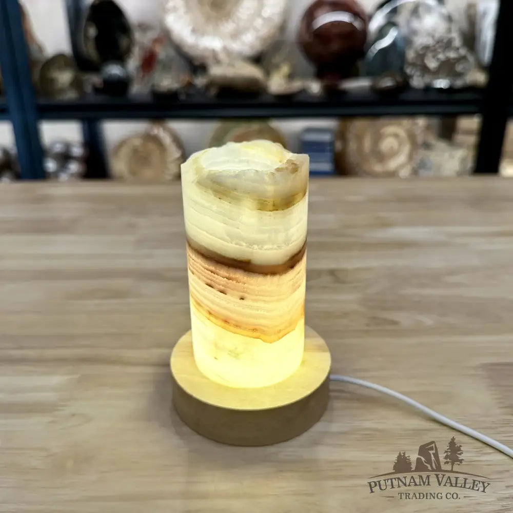 Slim Banded Calcite Rustic Lamp 4.75’’ 8 - Lamp