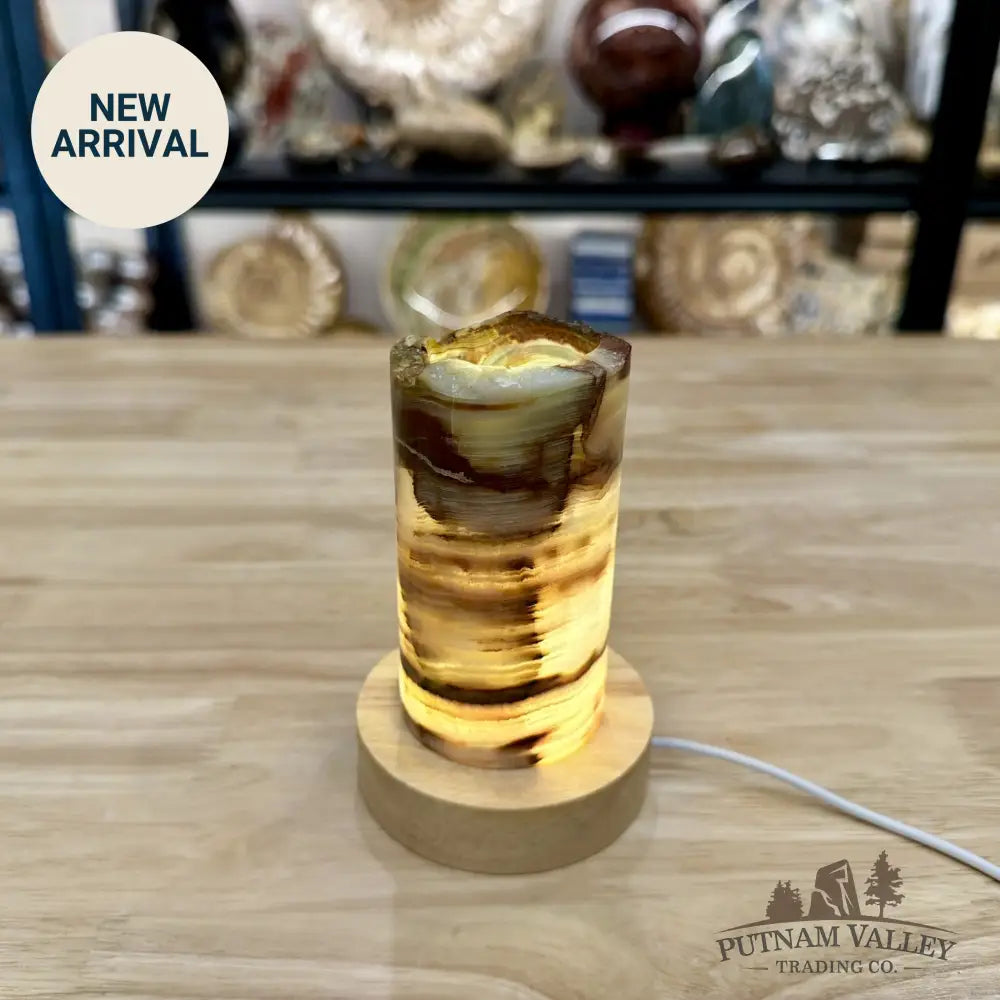 Slim Banded Calcite Rustic Lamp 4.75’’ 5 - Lamp