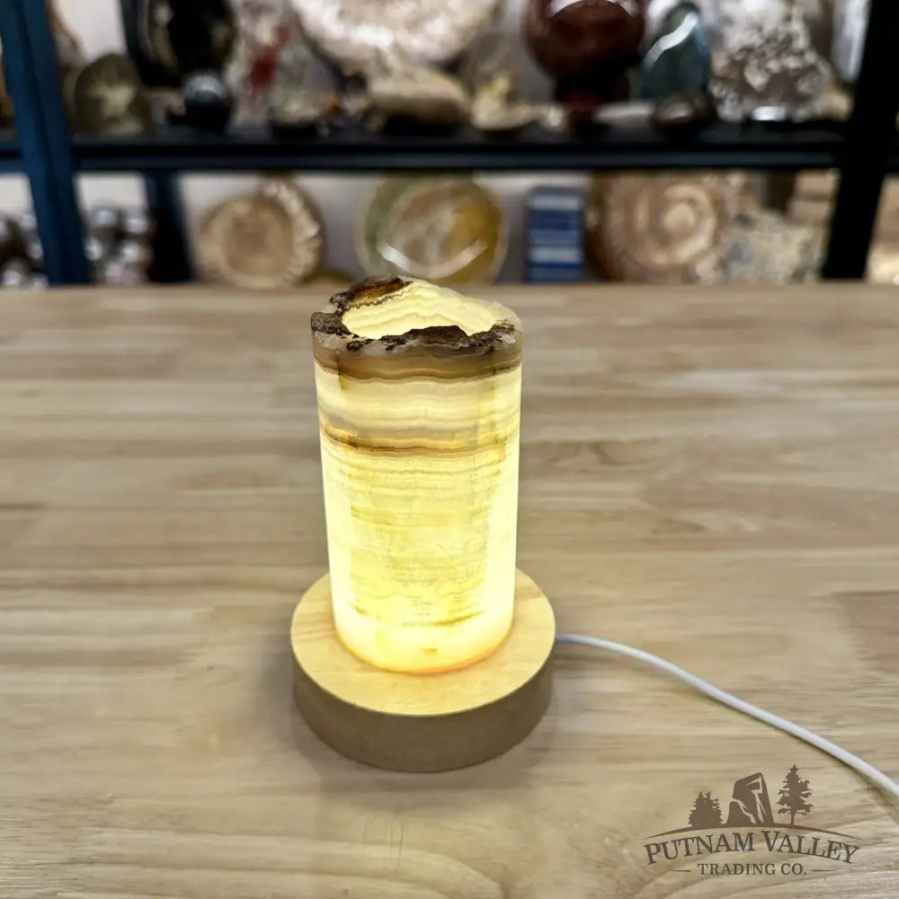 Slim Banded Calcite Rustic Lamp 4.75’’ 3 - Lamp