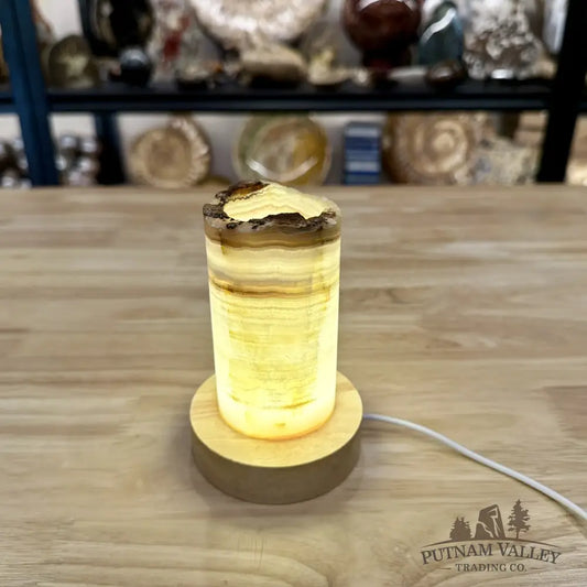 Slim Banded Calcite Rustic Lamp 4.75’’ 3 - Lamp