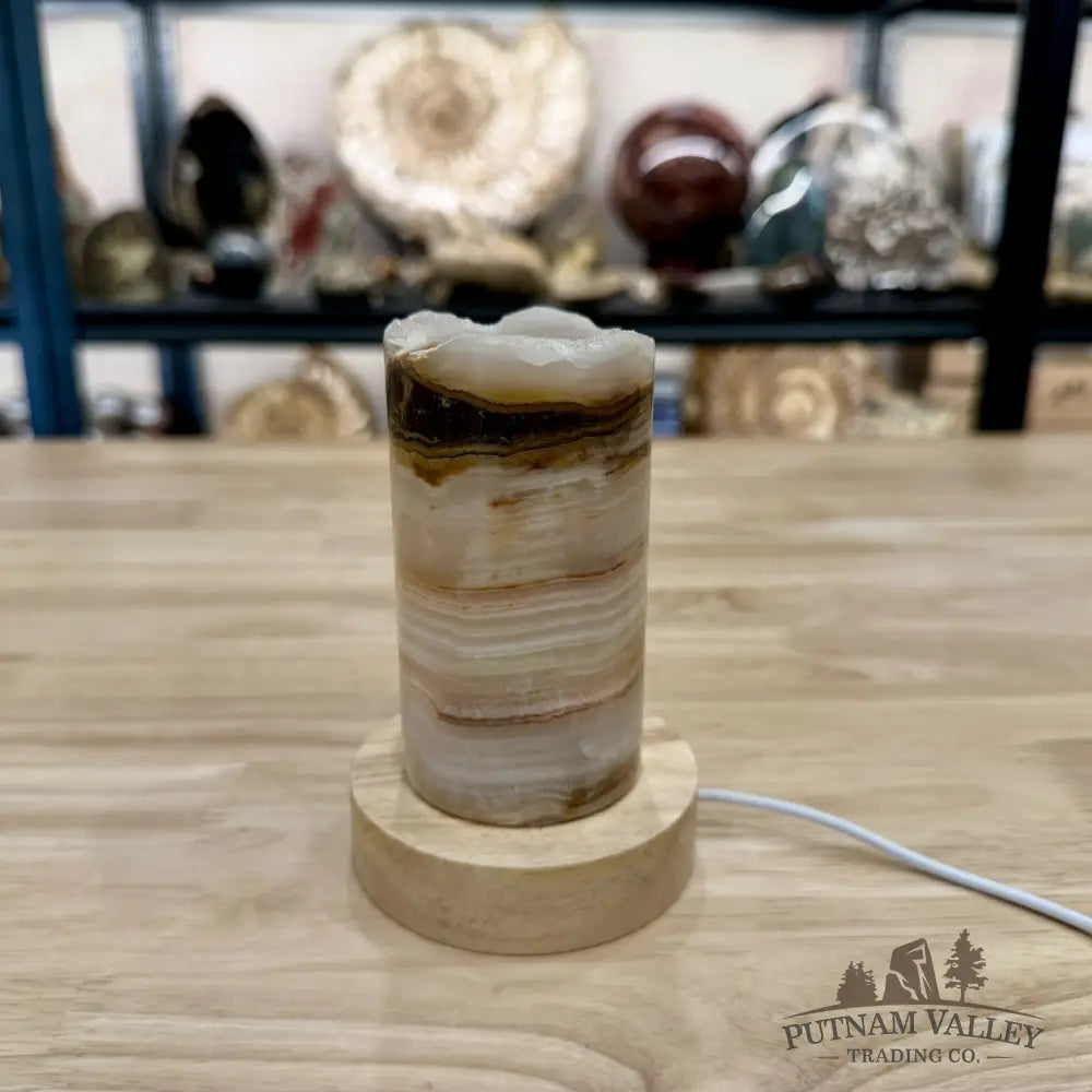 Slim Banded Calcite Rustic Lamp 4.75’’ 1 - Lamp