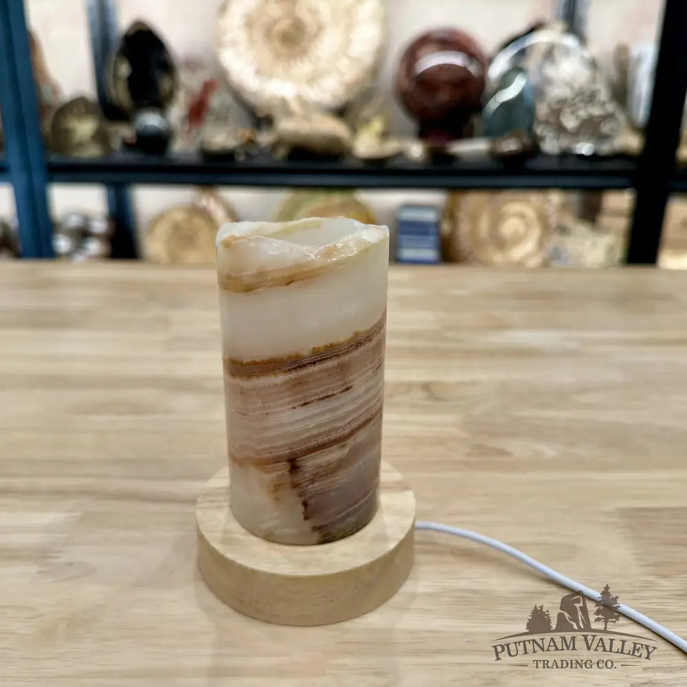 Slim Banded Calcite Rustic Lamp 4.75’’ 8 - Lamp