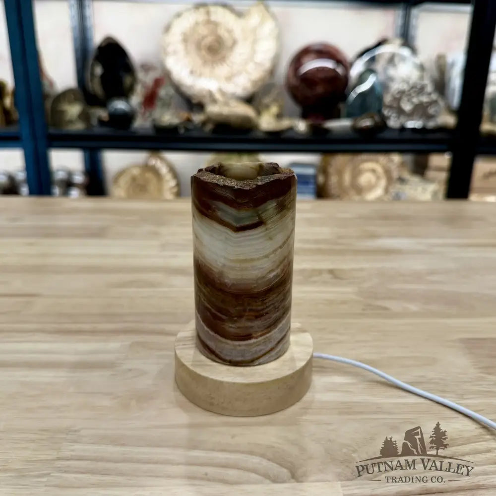 Slim Banded Calcite Rustic Lamp 4.75’’ 2 - Lamp