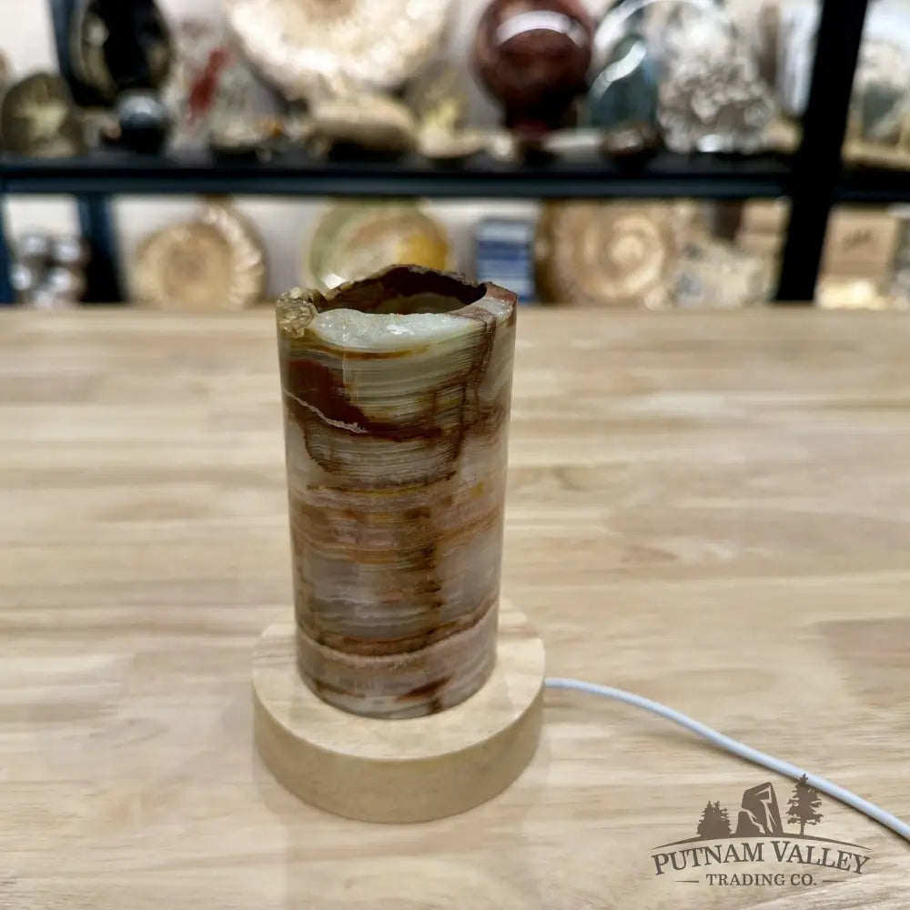 Slim Banded Calcite Rustic Lamp 4.75’’ 5 - Lamp