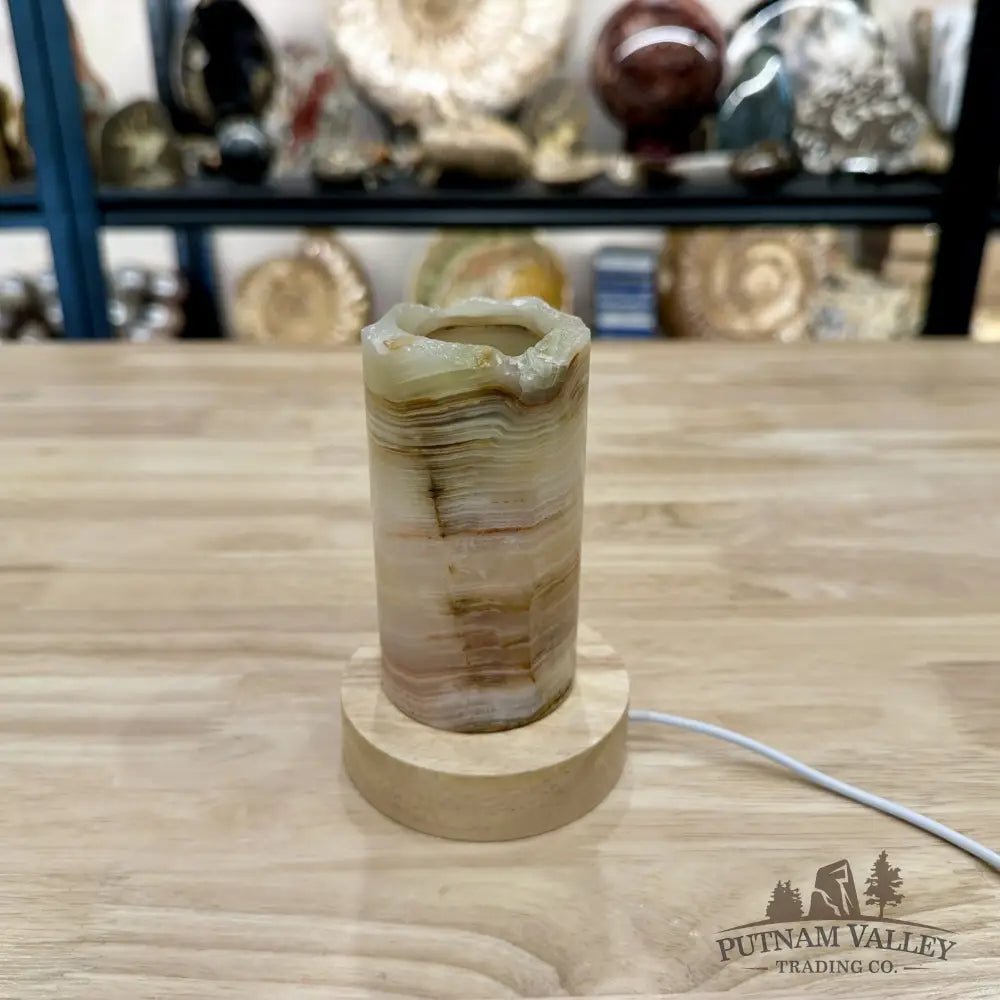 Slim Banded Calcite Rustic Lamp 4.75’’ 4 - Lamp