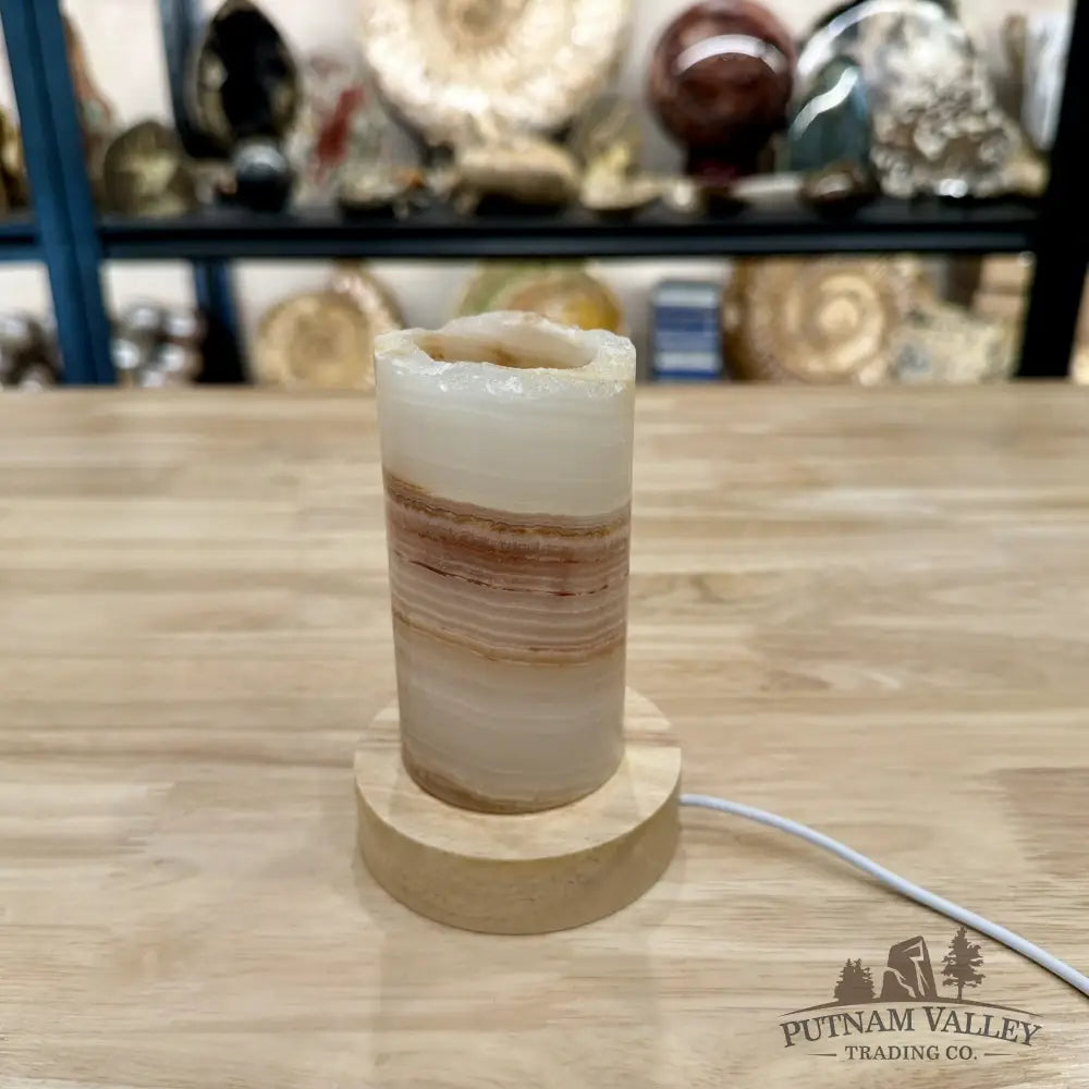 Slim Banded Calcite Rustic Lamp 4.75’’ 8 - Lamp