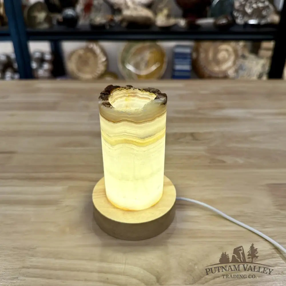 Slim Banded Calcite Rustic Lamp 4.75’’ 3 - Lamp